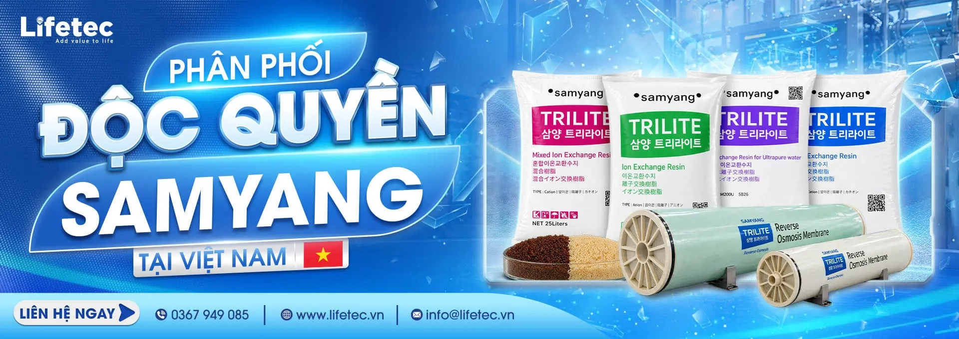 Lifetec độc quyền phân phối sản phẩm hạt nhựa trao đổi ion SAMYANG Hàn Quốc