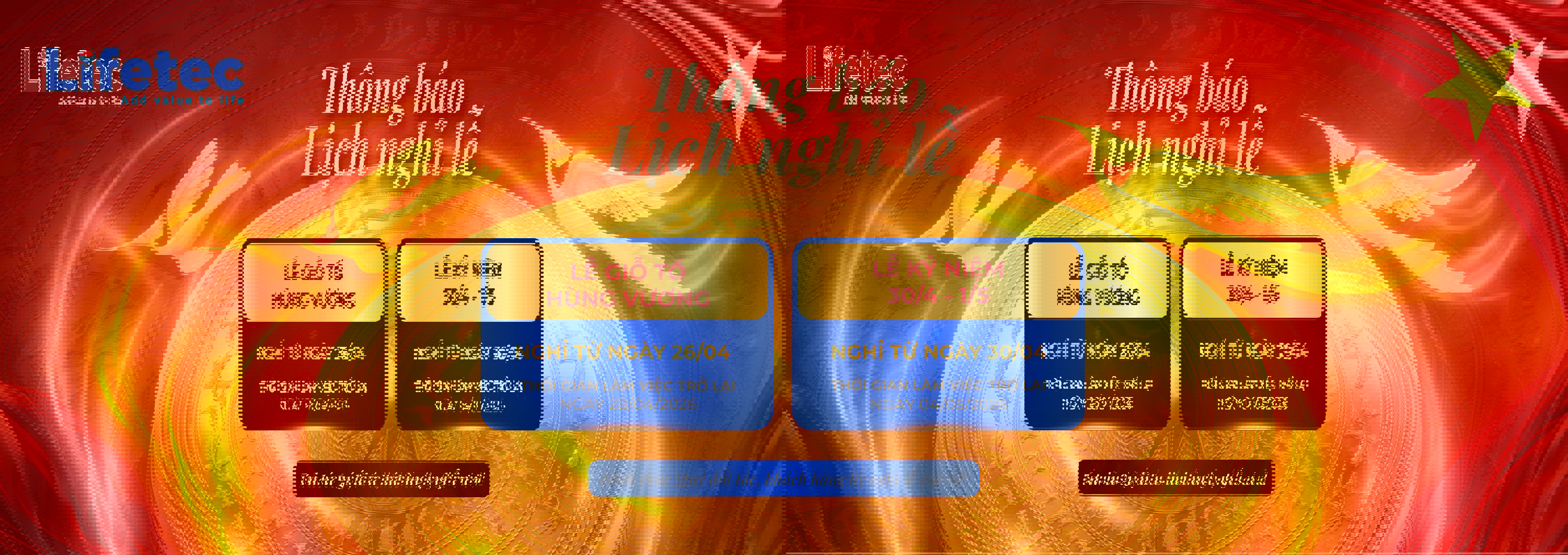 Thông báo giỗ tổ Hùng Vương và nghỉ lễ 30/4 1/5 năm 2026