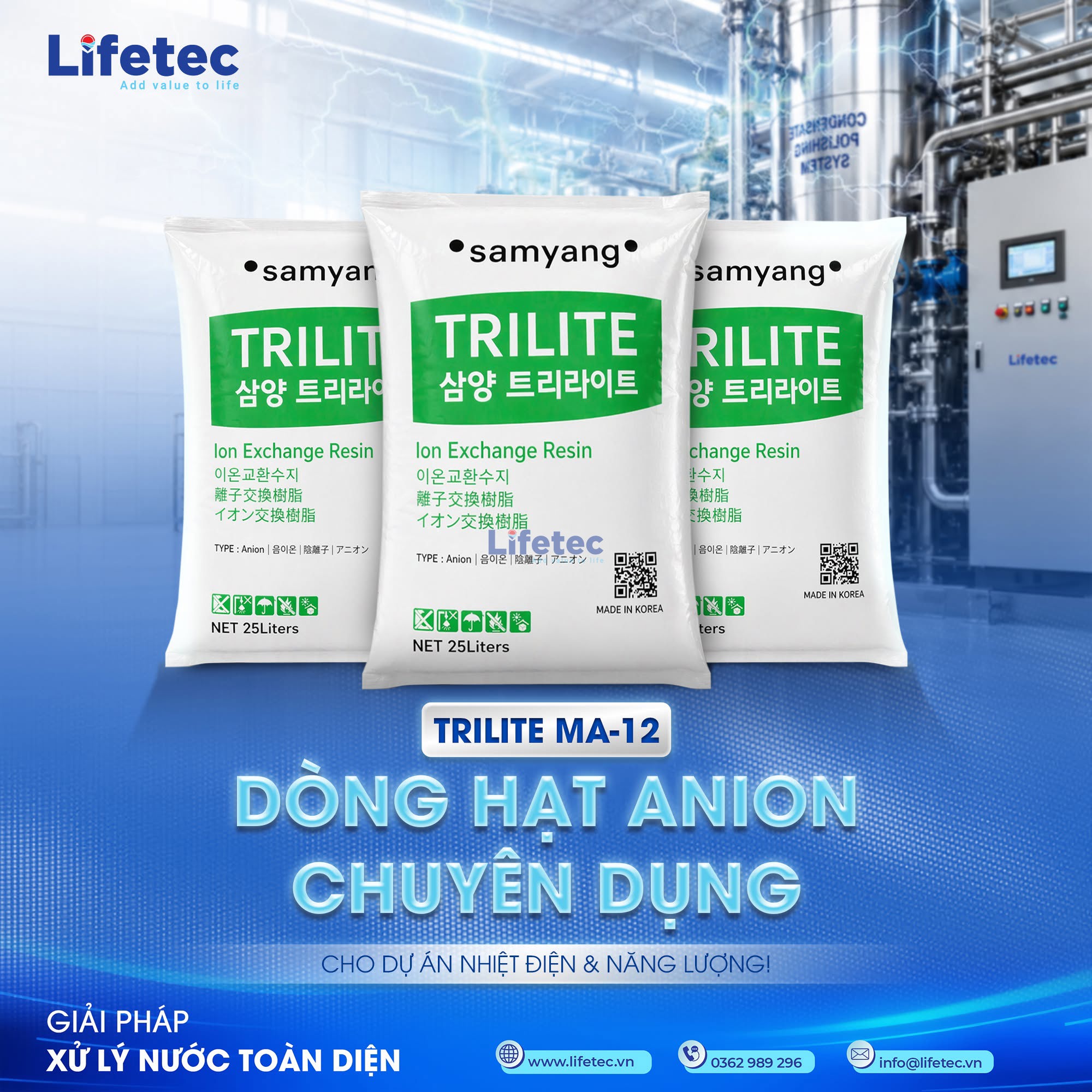 Hạt nhựa trao đổi ion TRILITE MA-12 Samyang