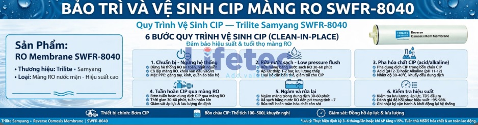 Bảo trì và vệ sinh CIP màng RO SWFR-8040