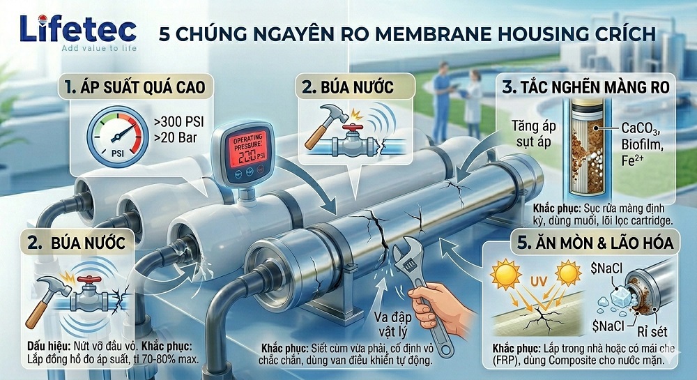 5 Nguyên Nhân Vỏ Màng RO Bị Nứt & Cách Khắc Phục Triệt Để
