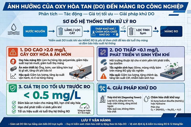 Ảnh hưởng của oxy hòa tan đến màng RO công nghiệp