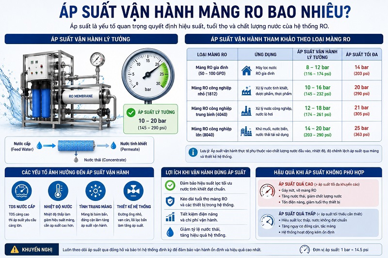 Cách tính áp suất vận hành màng RO