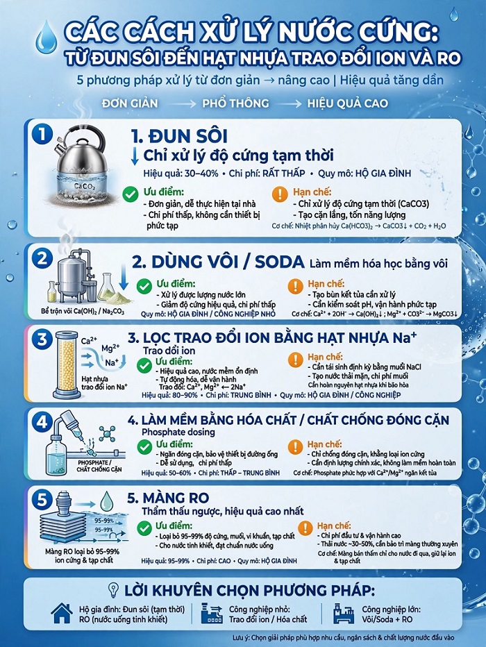 Các cách xử lý nước cứng từ đun sôi đến hạt nhựa trao đổi ion và RO