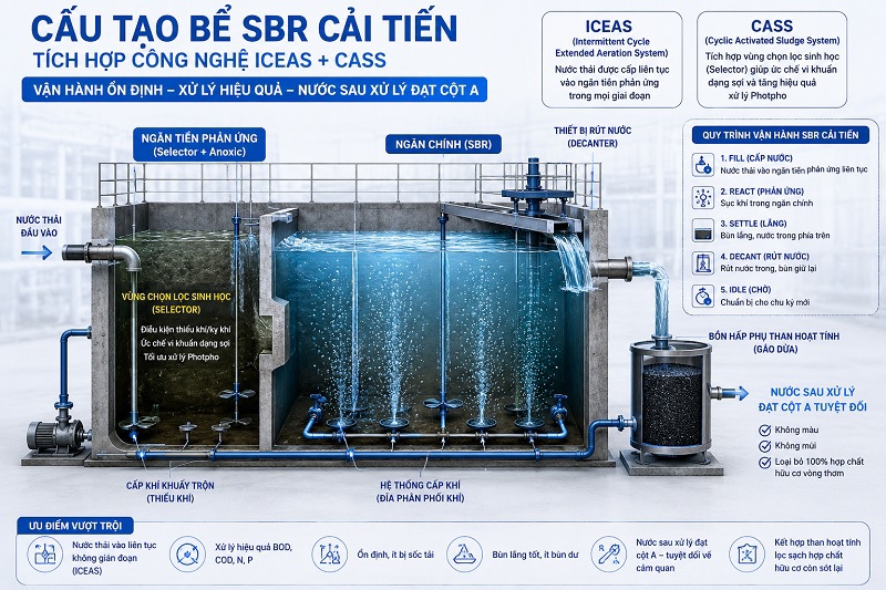Cấu tạo và nguyên lý hoạt động bể SBR cải tiến