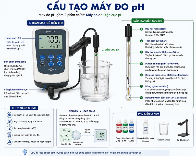 Cấu tạo máy đo pH