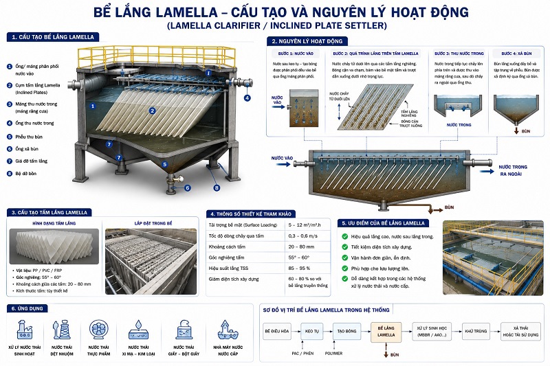 Cấu tạo và nguyên lý hoạt động của bể lắng Lamella