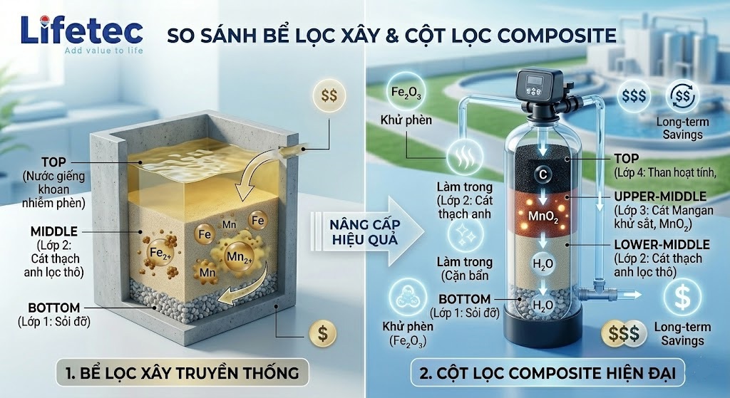 Chi Phí Lọc Nước Giếng Khoan 2026- Nên Chọn Bể Lọc Hay Cột Lọc?