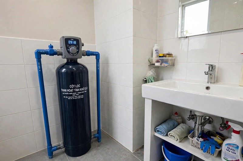 Cột lọc than hoạt tính khử clo cho nước sinh hoạt