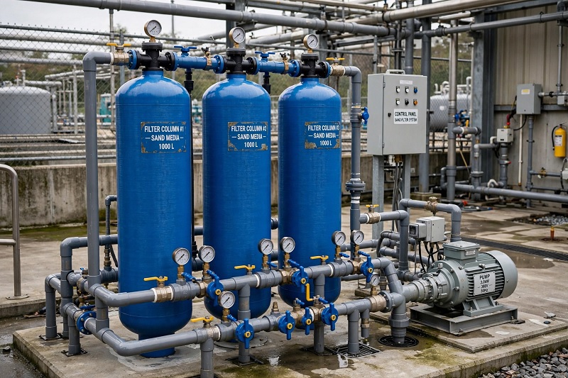 Hệ thống lọc nước bằng cát với các lớp vật liệu lọc
