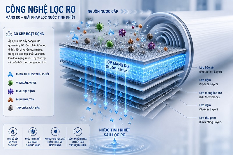 Kích thước màng lọc RO