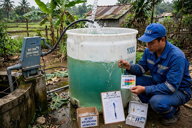 Kiểm tra chất lượng nước giếng khoan bằng bộ test