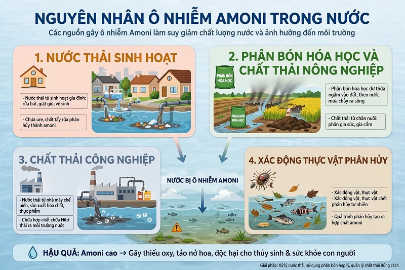 Nguyên nhân ô nhiễm Amoni trong nước