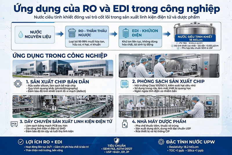 Ứng dụng của RO và EDI trong công nghiệp