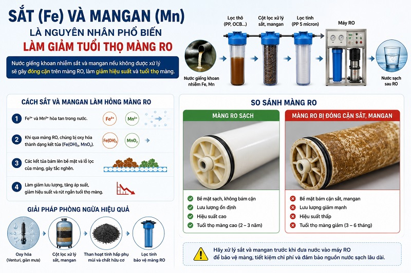 Màng RO bị đóng cặn do nước giếng khoan