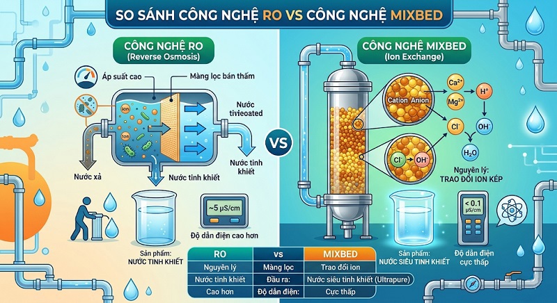 So sánh công nghệ lọ RO và Mixbed