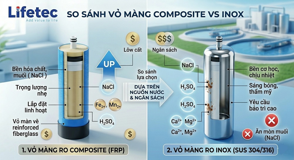So Sánh Vỏ Màng RO Composite và Inox: Loại Nào Tốt Cho Hệ Thống?
