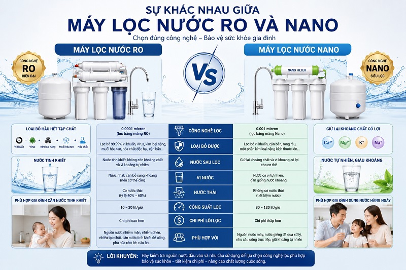 Sự Khác Nhau Giữa Máy Lọc Nước RO Và Nano: Nên Mua Loại Nào?