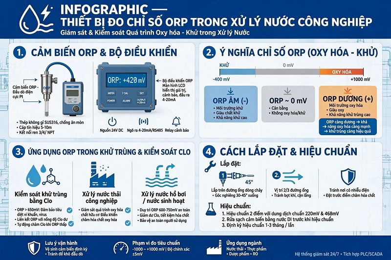 Thiết bị đo chỉ số ORP trong xử lý nước công nghiệp
