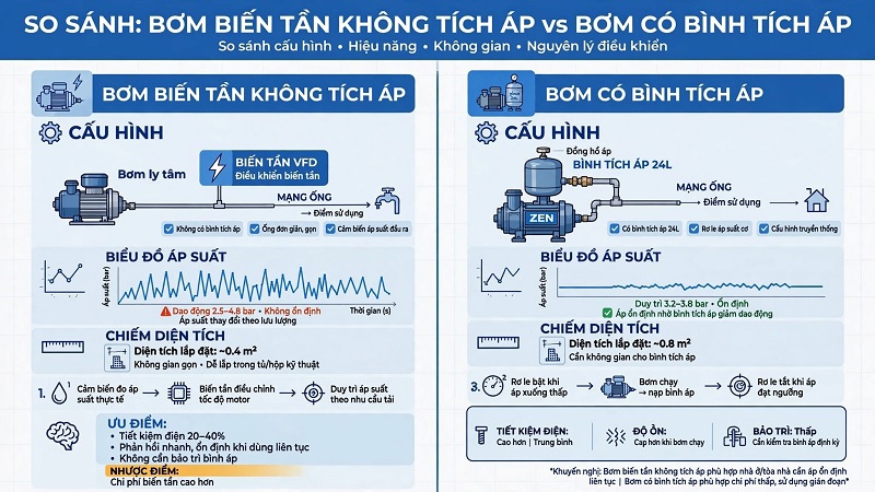 Lắp đặt hệ thống bơm tăng áp biến tần không tích áp