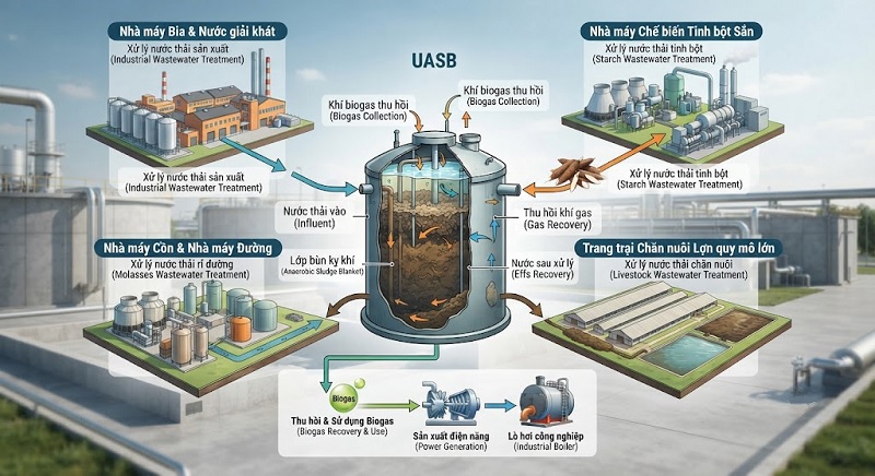 Ứng dụng của bể UASB trong thực tế
