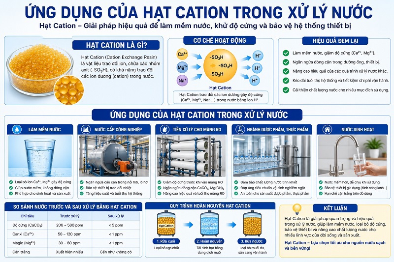 Ứng dụng của hạt Cation trong xử lý nước