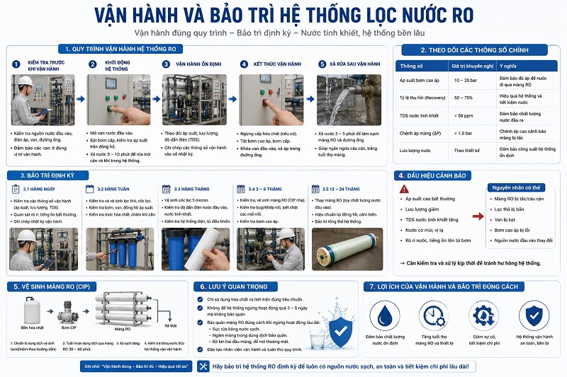 Vận hành và bảo trì hệ thống lọc nước RO: Yếu tố quyết định tuổi thọ