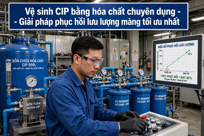 Vệ sinh CIP phục hồi màng RO bị giảm lưu lượng