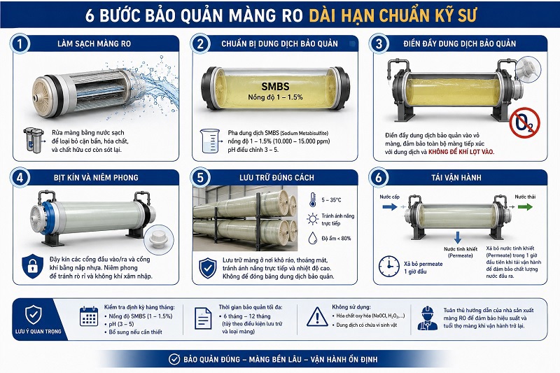 Cách Bảo Quản Màng RO Khi Ngừng Vận Hành Chuẩn Kỹ Thuật