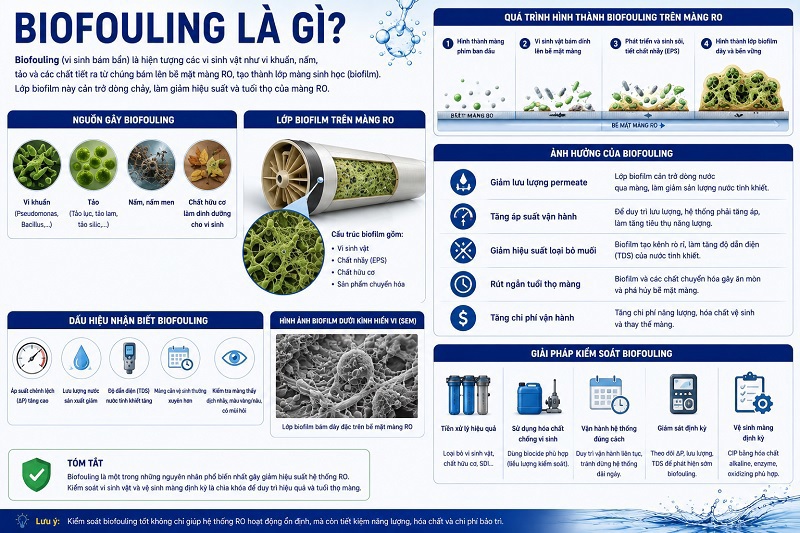 Biofouling Là Gì? Nguyên Nhân & Cách Xử Lý Màng RO Bị Nhiễm Vi Sinh