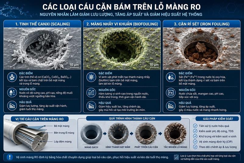 Hóa chất rửa màng RO | Giải pháp vệ sinh CIP giúp phục hồi hiệu suất màng lọc RO