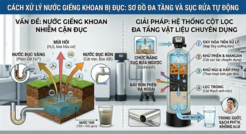 Cách Xử Lý Nước Giếng Khoan Bị Đục: Triệt Để & Đơn Giản Nhất 2026