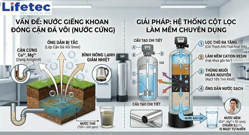 Cách Xử Lý Nước Giếng Khoan Bị Nhiễm Đá Vôi Triệt Để