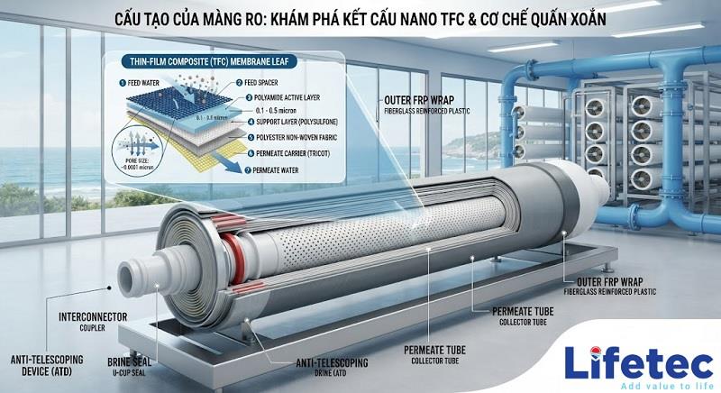 Cấu Tạo Của Màng RO Từ A-Z: Lớp Vật Liệu TFC & Công Nghệ Quấn Ống