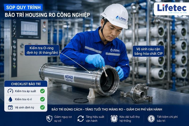 Quy trình vệ sinh và bảo trì vỏ màng RO công nghiệp định kỳ chuẩn kỹ thuật
