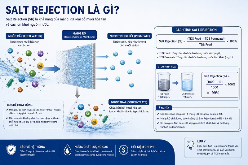 Salt Rejection Là Gì? Công Thức Tính & Đánh Giá Màng RO