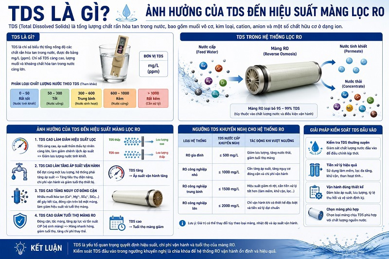 TDS Là Gì? Ảnh Hưởng Của TDS Đến Hiệu Suất Màng Lọc RO